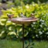 Pure Copper Bird Bath With Two Copper Birds And Tree Multipronged Garden Pole -Garden Supply Store 3 4 crop 8613379 01v pure copper bird bath with two copper birds and tree multipronged garden pole