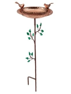 Pure Copper Bird Bath With Two Copper Birds And Tree Multipronged Garden Pole -Garden Supply Store 3 4 crop 8613379 04v