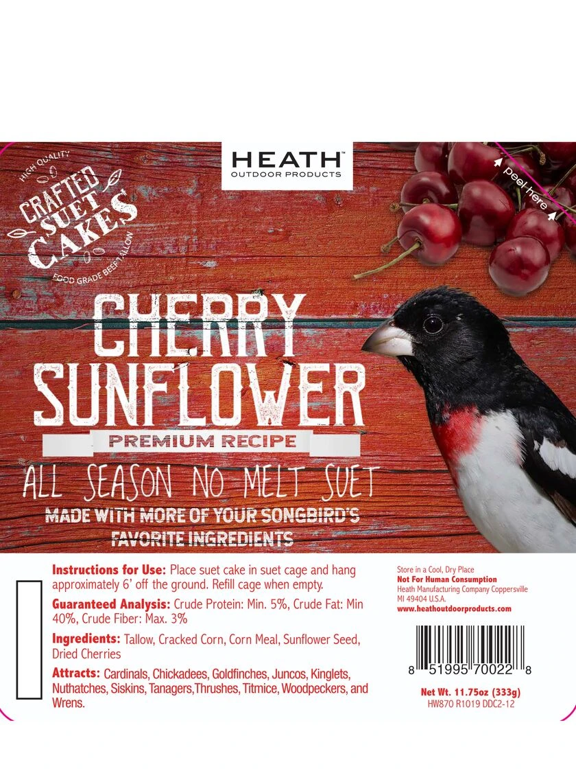 Cherry Sunflower Suet, 11.75 OZ, 12 Pack 4 Cherry Sunflower Suet, 11.75 OZ, 12 Pack - Image 2