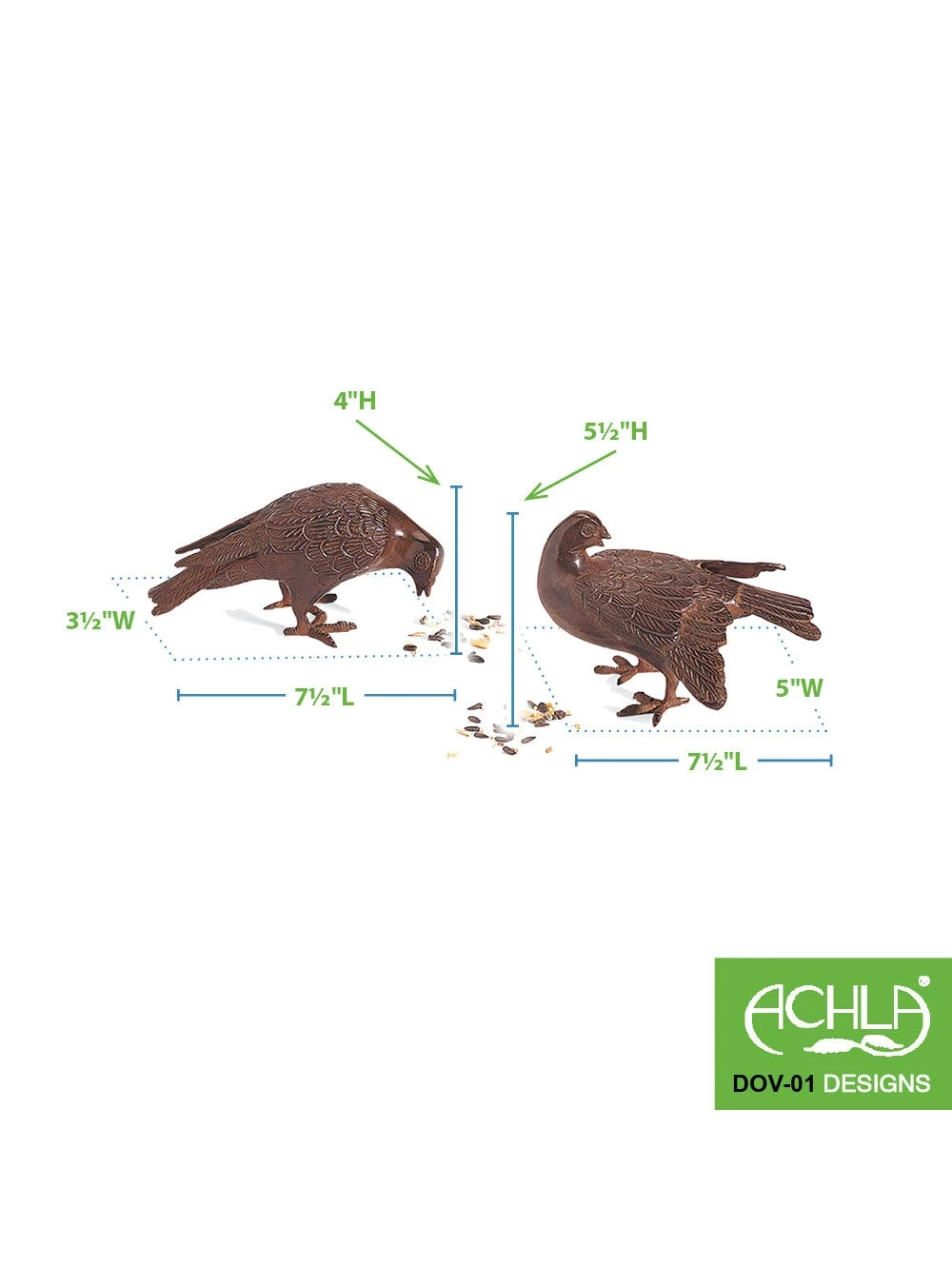 Achla Designs Bronzed Doves Pair 4 Achla Designs Bronzed Doves Pair - Image 2