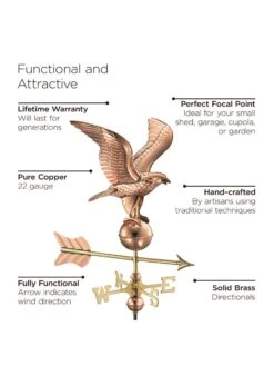 Eagle Cottage Copper Weathervane With Roof Mount -Garden Supply Store 8600278 01v