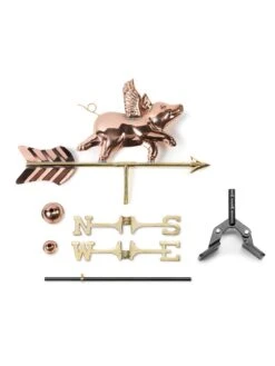 Flying Pig Cottage Copper Weathervane With Roof Mount -Garden Supply Store 8600376 03v
