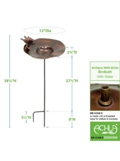 Achla Designs Antiqued Birdbath With Birds And Stake -Garden Supply Store 8609294 05v