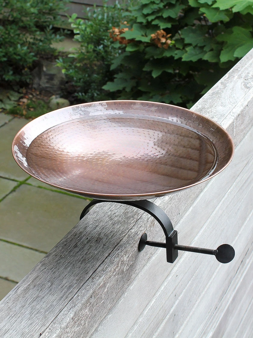 Achla Designs Burnt Copper Birdbath With Over-the-Rail Bracket 3 Achla Designs Burnt Copper Birdbath With Over-the-Rail Bracket