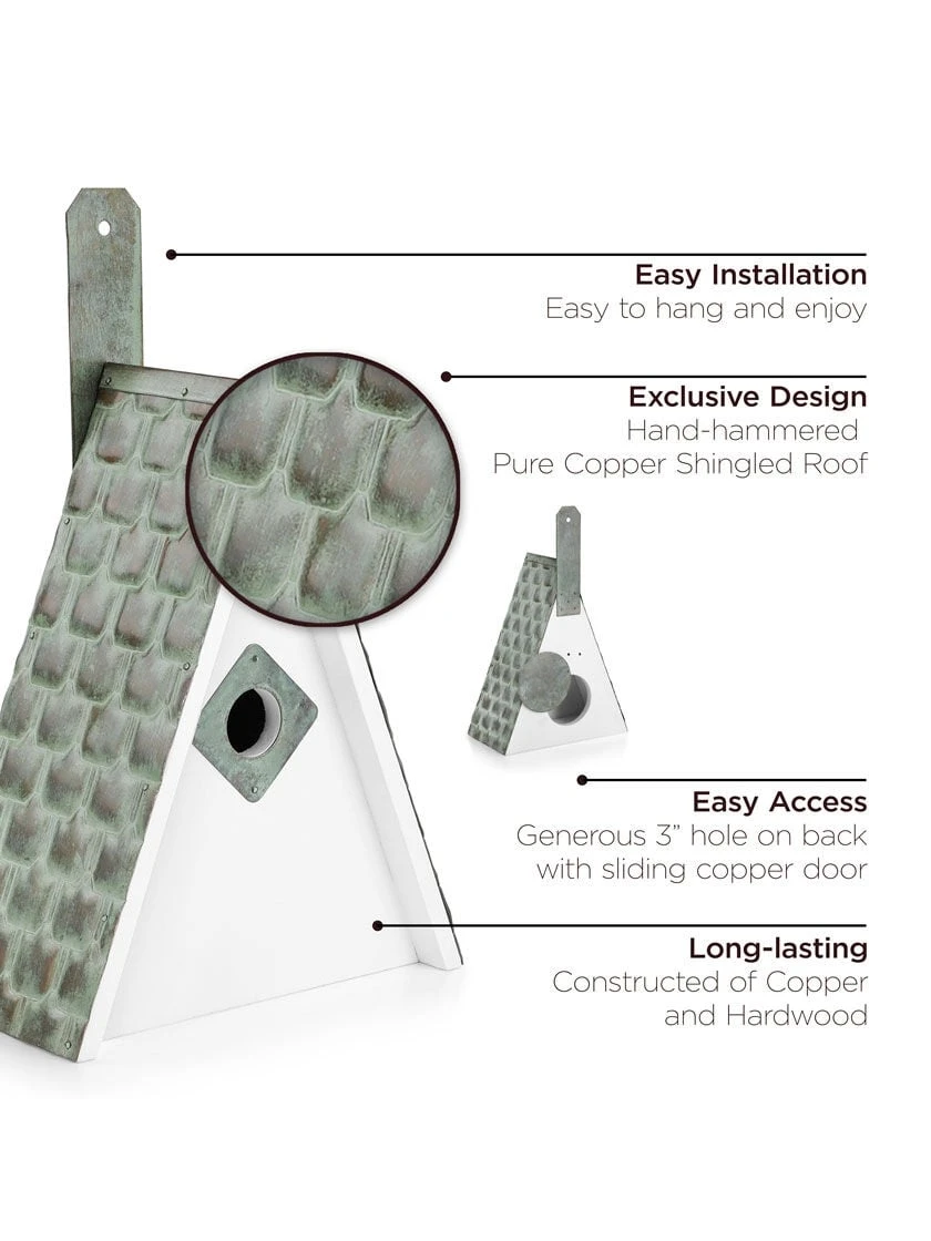 Swiss Chalet Bird House With Verdigris Copper Roof 4 Swiss Chalet Bird House With Verdigris Copper Roof - Image 2