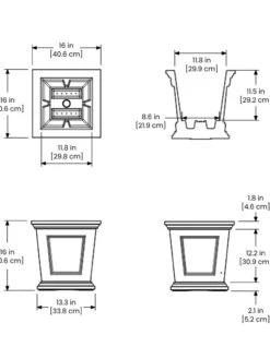 Fairfield Self-Watering Square Planter, 16” X 16” -Garden Supply Store 8611695 19V tif