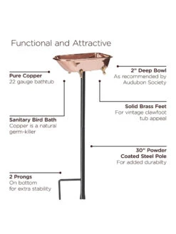 Copper Bathtub Birdbath -Garden Supply Store 8612202 06v