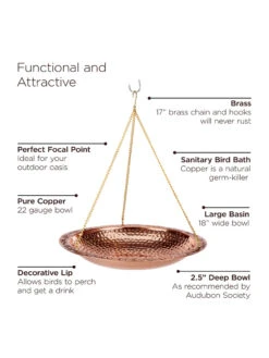 Copper Hanging Birdbath, 18" 9 Copper Hanging Birdbath, 18" -Garden Supply Store 8612268 04v