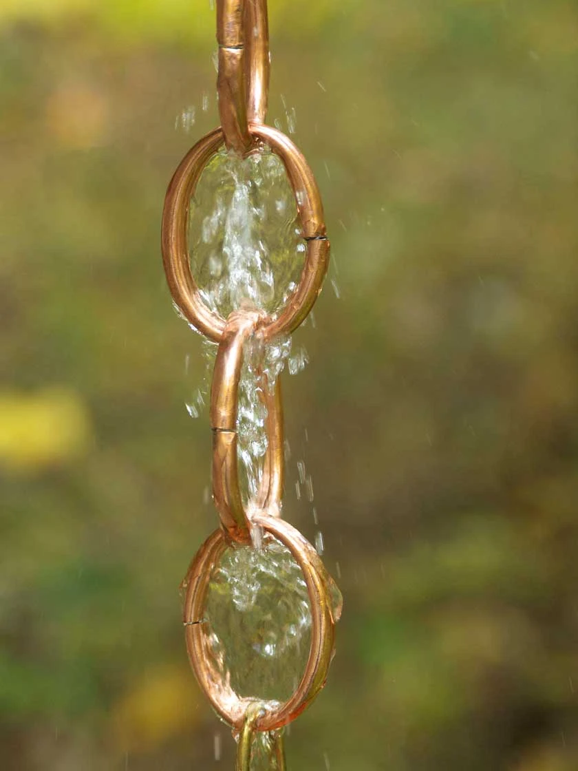 Single Link Pure Copper Rain Chain, 8.5' 3 Single Link Pure Copper Rain Chain, 8.5'