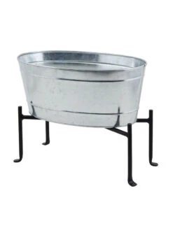 Achla Designs Mini Oval Galvanized Tub With Folding Stand -Garden Supply Store 8612906 03v