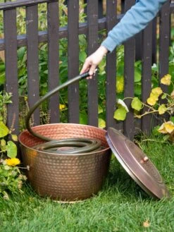 Hammered Copper Hose Pot With Lid -Garden Supply Store 8613311 0012