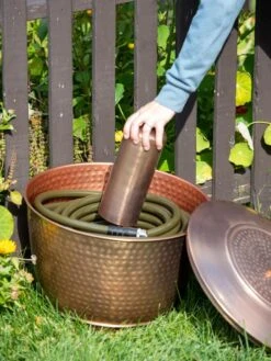 Hammered Copper Hose Pot With Lid -Garden Supply Store 8613311 0019