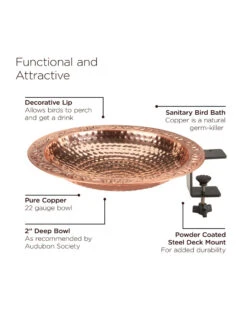Pure Copper Bird Bath Deck Mount -Garden Supply Store 8613381 05v